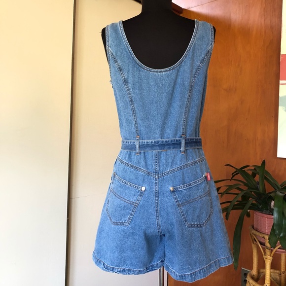 Vintage 90s denim romper skort mini dress - Picture 3 of 8